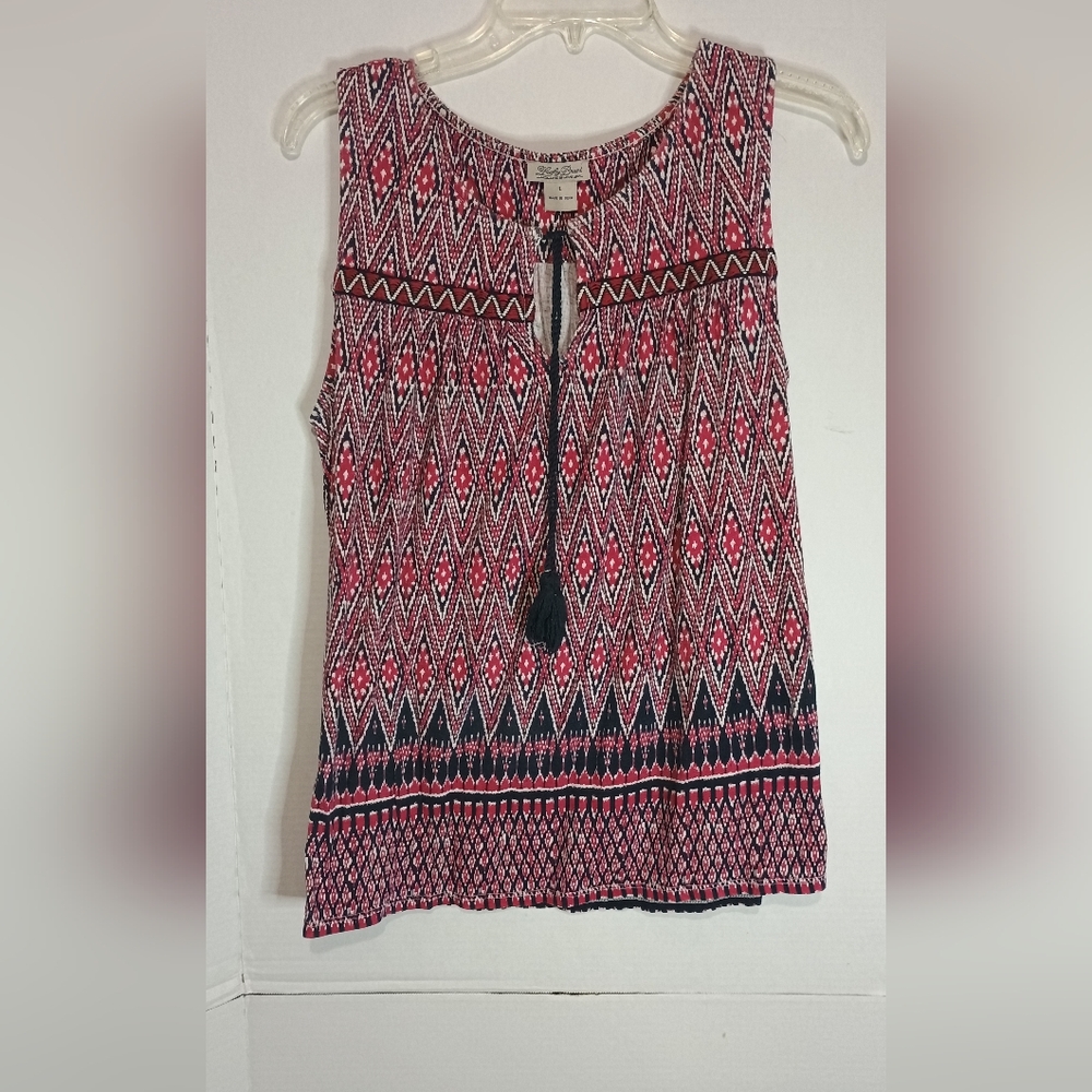 Lucky Brand Red and Black Sleeveless Blouse